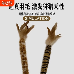逗猫棒山鸡毛鸟毛仿真羽毛麻绳手柄猫咪自嗨解闷消耗体力宠物用品