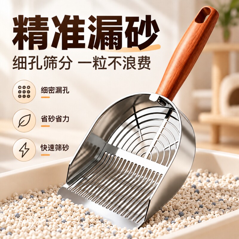 猫砂铲细孔不锈钢铲子猫屎铲子矿砂豆腐砂专用耐腐蚀大号铲屎神器