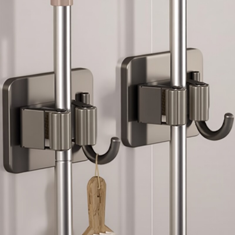 拖把挂钩免打孔卫生间收纳钩子粘钩承重挂架强力壁挂无痕夹浴室