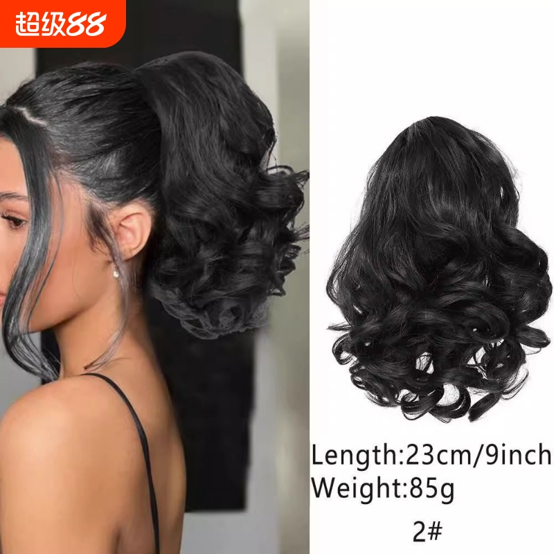 蓬松造型装扮高马尾假发欧美风假发女抓夹式罗马卷短马尾仿真卷发