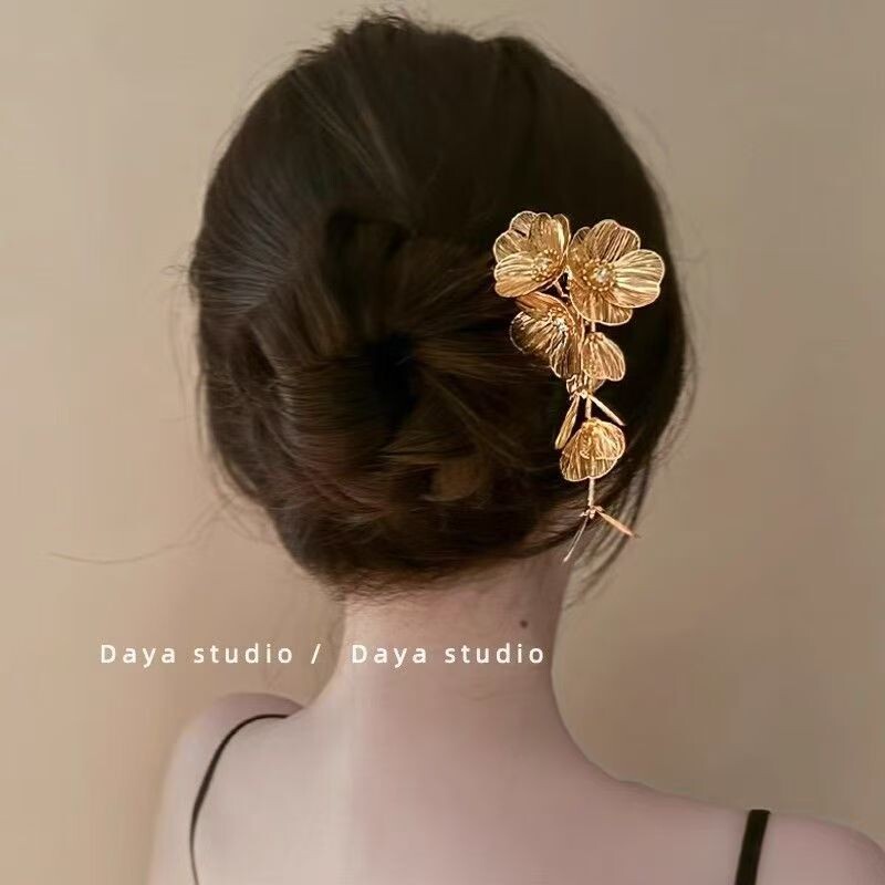 纸醉金迷!金属花朵流苏发簪!新中式女轻奢小众超仙气质繁花发钗