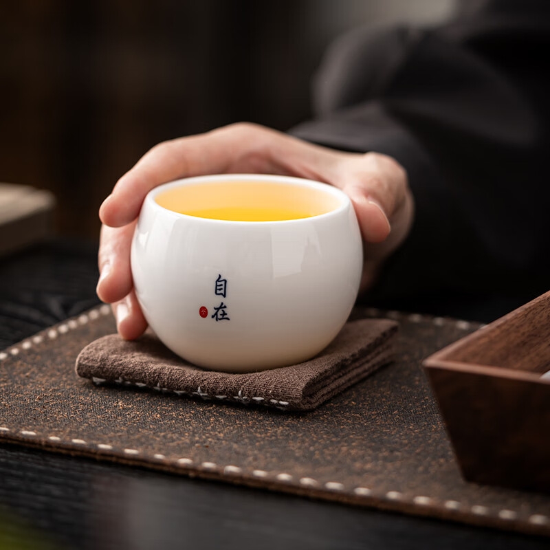 白瓷杯陶瓷羊脂玉瓷功夫茶杯品茗杯家用白茶碗高档小杯子140cc