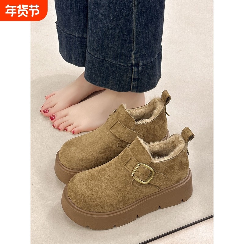 厚底增高全包加绒勃肯鞋女2025冬季新款复古一脚蹬棉鞋保暖雪地靴,女鞋,勃肯鞋/软木鞋,淘宝优惠券,粉丝福利购,淘宝优惠卷