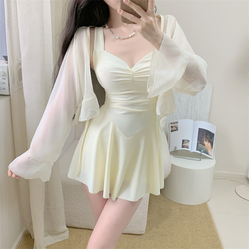 仙女范泳衣女高级感连体裙式保守遮肚收腰显瘦聚拢海边度假泡温泉