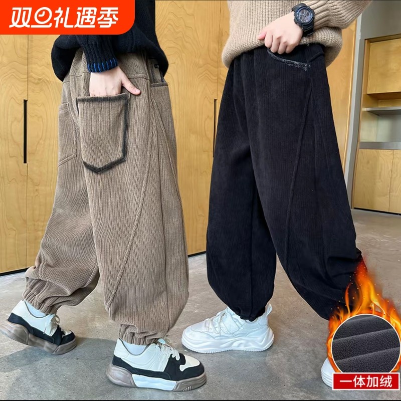 男童加厚绒冬季长裤中大童