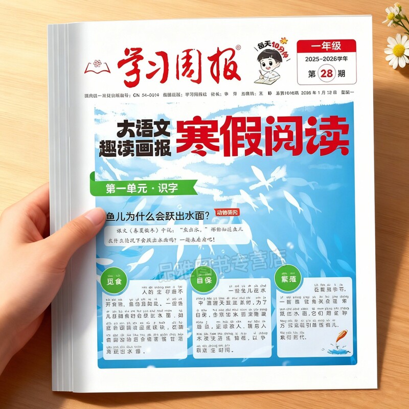 2026新版寒假学习周报大语文趣读画报人教版小学一二三四五六年级半小时晚读阅读报纸知识拓展一周一期课外刊杂志荣恒假期