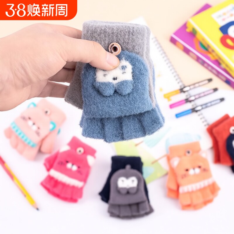 儿童手套冬季女孩宝宝小孩小学生五指新款可爱保暖女童手套秋冬款