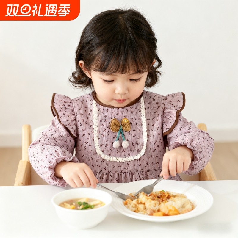 宝宝罩衣外穿公主裙婴儿辅食围兜防脏反穿衣饭兜围裙灯芯绒幼儿园