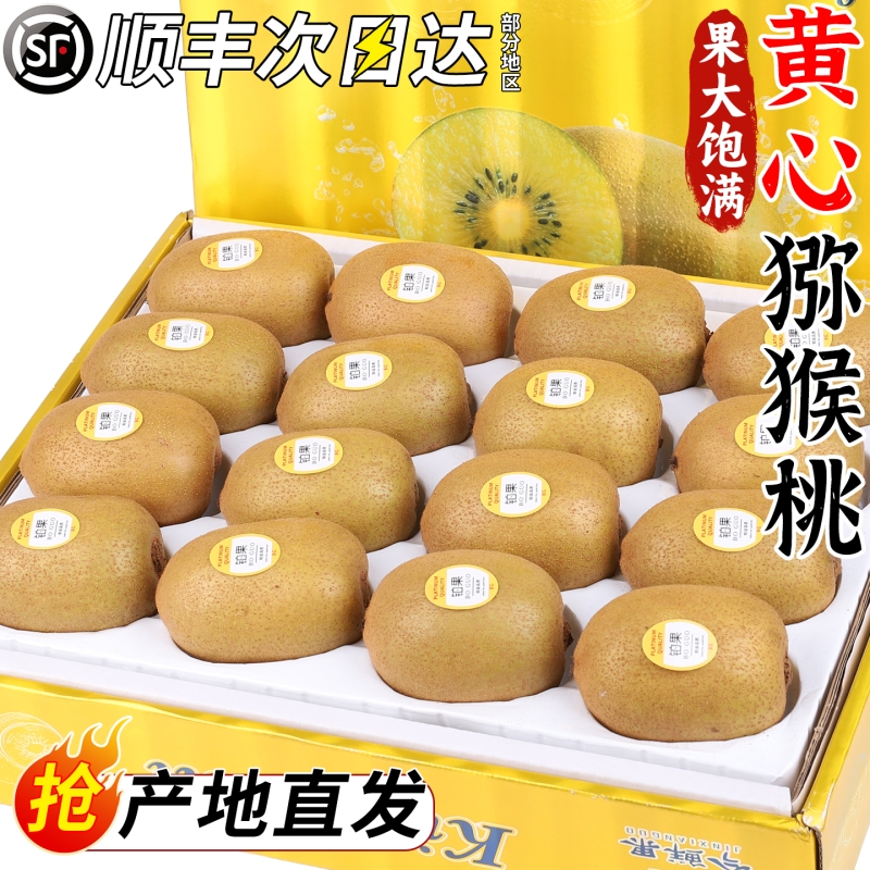 黄心猕猴桃奇异果新鲜水果当季弥猴桃大果礼盒装整箱包邮金果次日