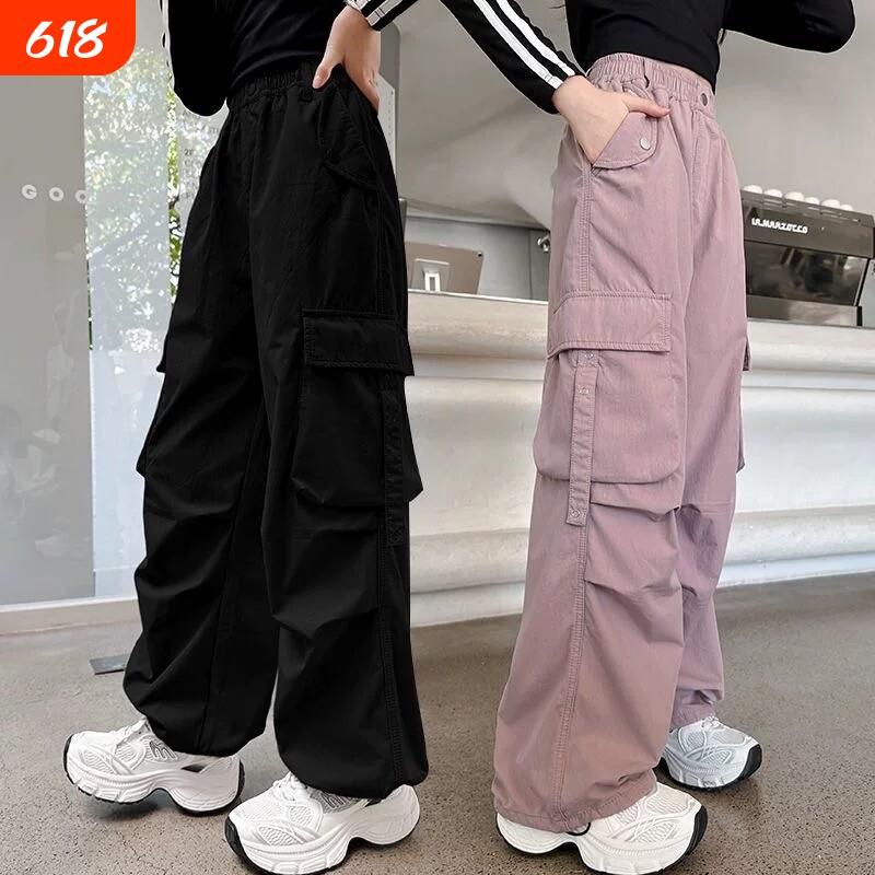 女童工装裤春装洋气宽松2026新款儿童超酷夏季薄款休闲时髦直筒裤