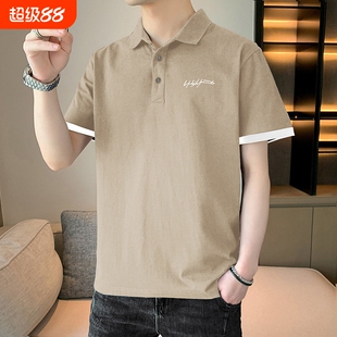 冰丝短袖t恤男生翻领polo衫夏季2026新款潮牌宽松速干上衣服体恤