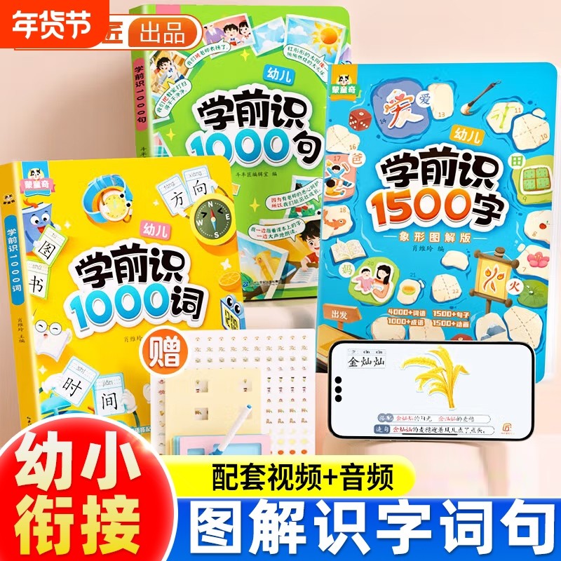 识字书幼儿认字学前识1500字启蒙早教书识字大王3000字100