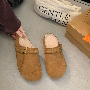 穆勒单鞋 英国真皮黄色勃肯鞋 厚底包头半拖鞋 外穿2025年新款 女夏季