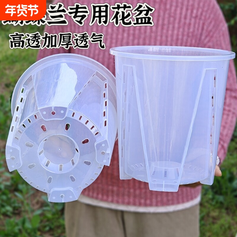 加厚花盆蝴蝶兰花青山透气镂空控根大号石斛盆栽透明育苗钵耐用盆