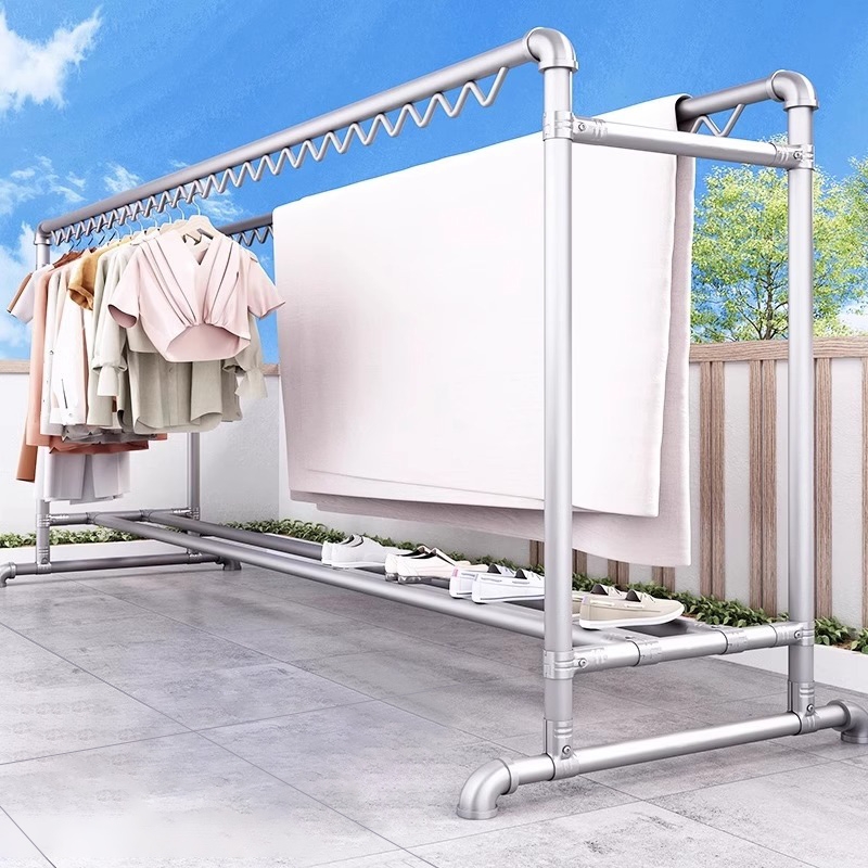 镀锌钢管防风晾衣架阳台家用