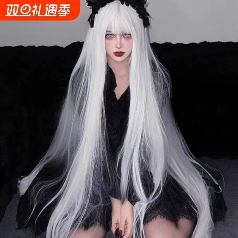 白色假发超长1米3长直发lolita全头套女130cm万用cos白毛1.3m整顶