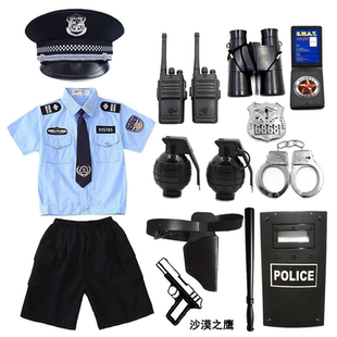 演出服半袖 宝宝警察服儿童套装 夏季 纯棉小孩短袖 小朋友 男童军装