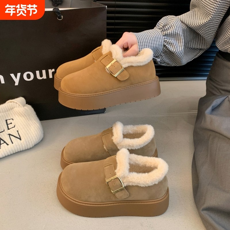 厚底加绒豆豆勃肯鞋女2025新款秋冬季乐福鞋博肯棉鞋子保暖雪地靴,女鞋,时尚雪地靴,淘宝优惠券,粉丝福利购,淘宝优惠卷
