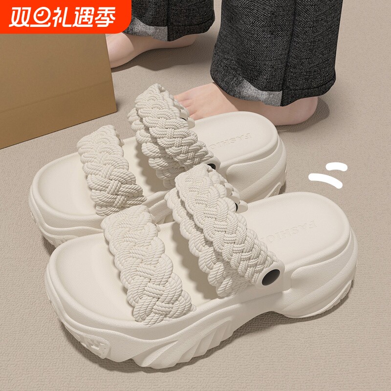 7CM厚底凉鞋女款2025新款夏季外穿踩屎感两穿时尚凉拖鞋女士平