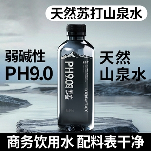打水 箱原味PH9.0弱碱性水源饮用瓶装 天然苏打山泉水400ml 24瓶整