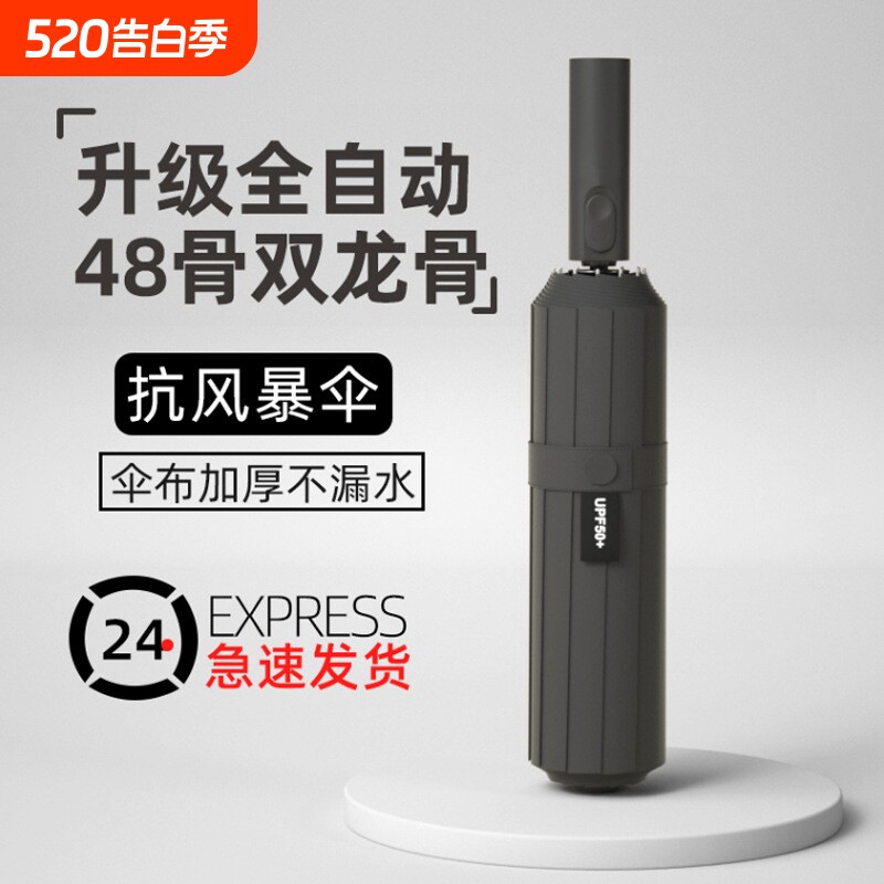 天堂伞款雨伞全自动男广告伞女两用加大加厚加固红色蓝色双层手动