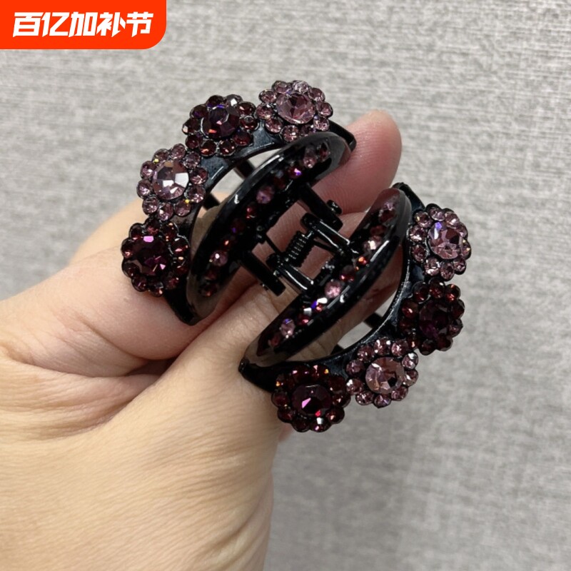 新款捷克钻抓夹高档镶水钻小发夹女头发夹子妈妈气质盘发发饰洋气