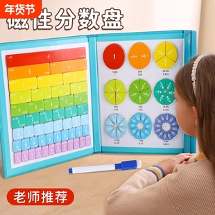 三年级数学教具上册全套磁性分数学习盘磁吸小学加减法磁力演示器