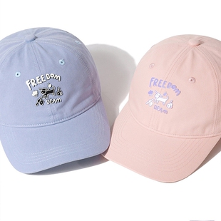 2026新款棒球帽显白蓝色小狗女秋季显脸小大头围鸭舌帽子紫色粉色