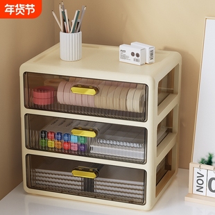 桌面收纳盒抽屉式书桌上文具化妆品整理置物架柜客厅带抽屉长方形