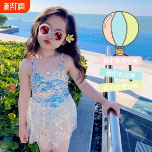 儿童泳衣女款 美人鱼公主裙女童泳衣泡温泉洋气宝宝女孩连体泳衣
