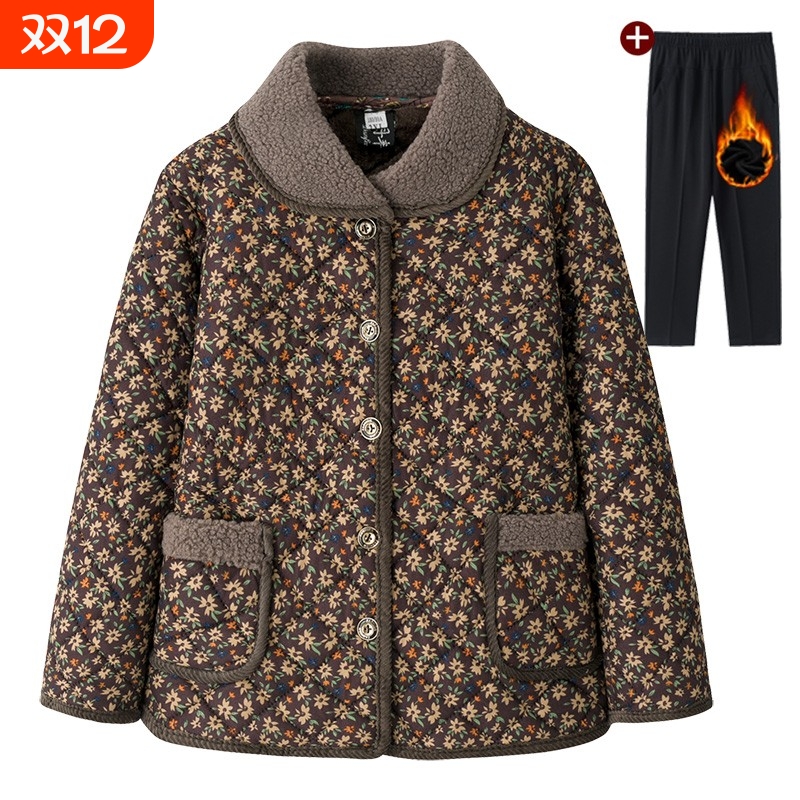 老年棉袄女奶奶冬装棉衣加厚外套老太太加绒保暖衣服妈妈冬季棉服