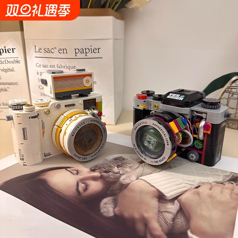 兼容乐高复古相机积木DIY创意模型女生拼装高颜值3D立体拼图玩具