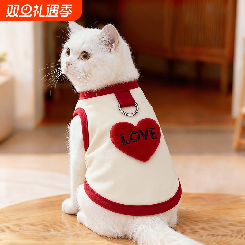 猫咪衣服秋冬保暖可爱背心卫衣幼猫德文中小型犬狗狗宠物衣服舞狮