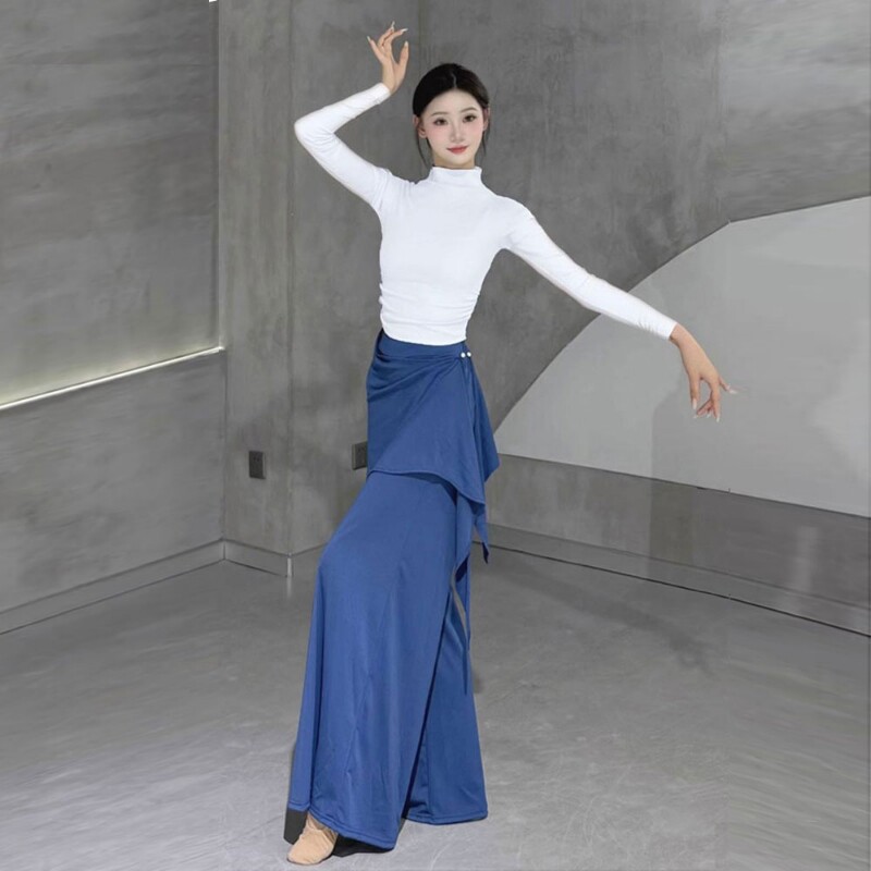 现代舞裤子垂感2025新款形体服夏季古典舞练功服假两件舞蹈阔腿裤
