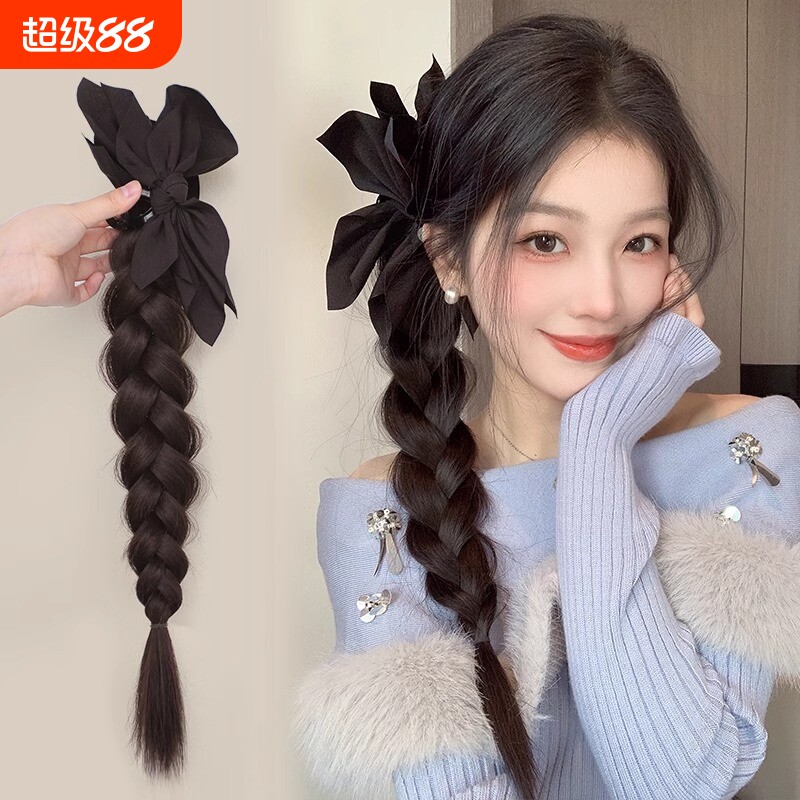 惜往日蝴蝶结麻花辫马尾图片