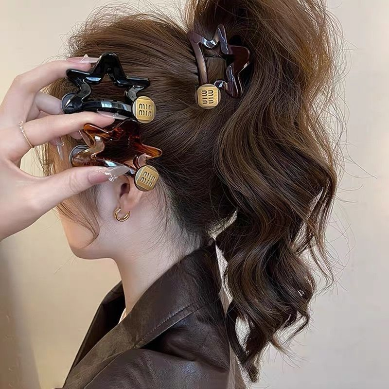 金标五角星抓夹女2025新款高级感发夹高马尾后脑勺盘发鲨鱼夹发饰