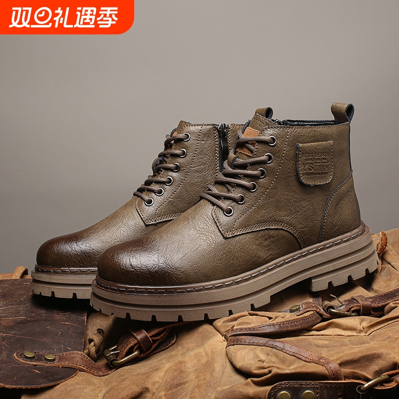 2025年新款马丁靴男秋冬季高帮英伦风格工装靴男款中帮复古潮男厚