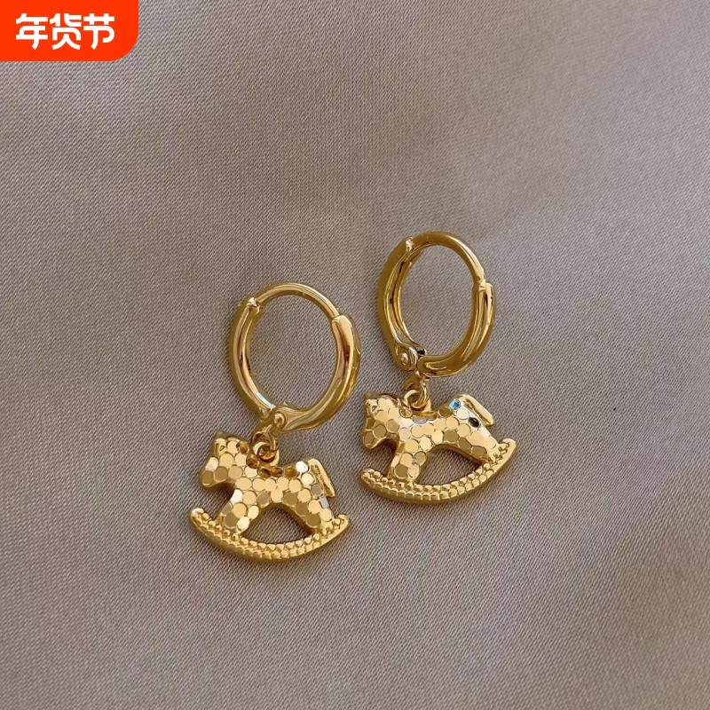 过年金色碎碎冰木马耳坠耳环女巨好看耳饰精致耳钉2026爆款高级感,饰品/流行首饰/时尚饰品新,耳环,淘宝优惠券,粉丝福利购,淘宝优惠卷