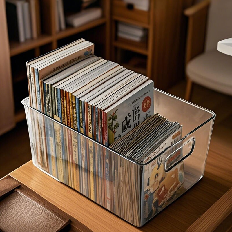 书箱收纳箱装书本宿舍整理神器绘本儿童学生教室塑料透明储物盒子
