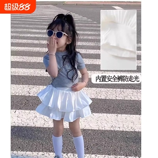 儿童百褶蛋糕裙2025春夏新款女童白色半身短裙宝宝蓬蓬裙公主裙裤