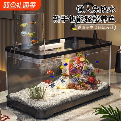 阔庭客厅塑料负压缸金鱼生态造景