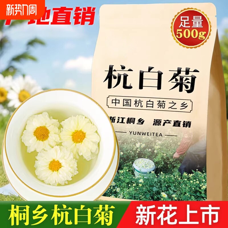 正宗桐乡杭白菊官方旗舰店正品白菊花特级菊花茶中药材的商用新花