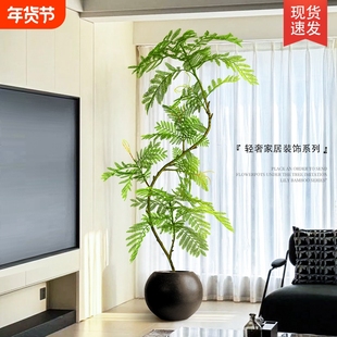 蓝花楹仿真绿植轻奢风高级感造景假树客厅大型落地盆栽摆件装饰树