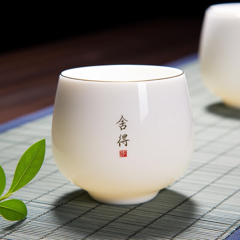 羊脂玉白瓷主人杯个人专用品茗杯喝茶杯子茶碗高档礼盒装功夫茶具