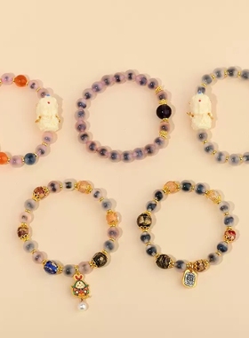 糖心玛瑙琉璃珠手串小红书爆款女