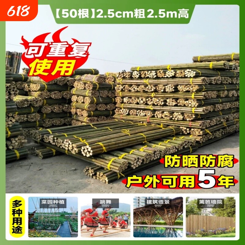 竹竿菜园搭架蔬菜爬藤黄瓜豆角支架葡萄架竹杆篱笆栅栏防腐细竹子