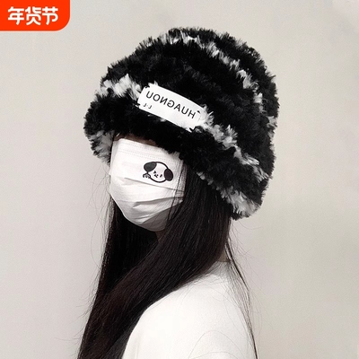 毛绒绒针织帽子女秋冬新款显脸小