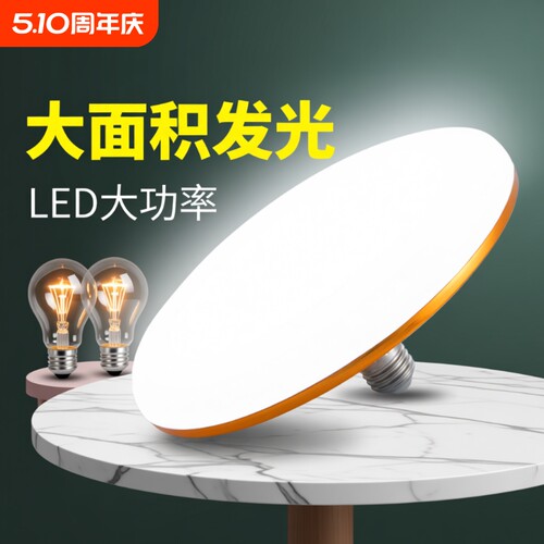 led螺口灯泡e27吸顶灯节能灯防水家用超亮照明飞碟灯护眼室内新款