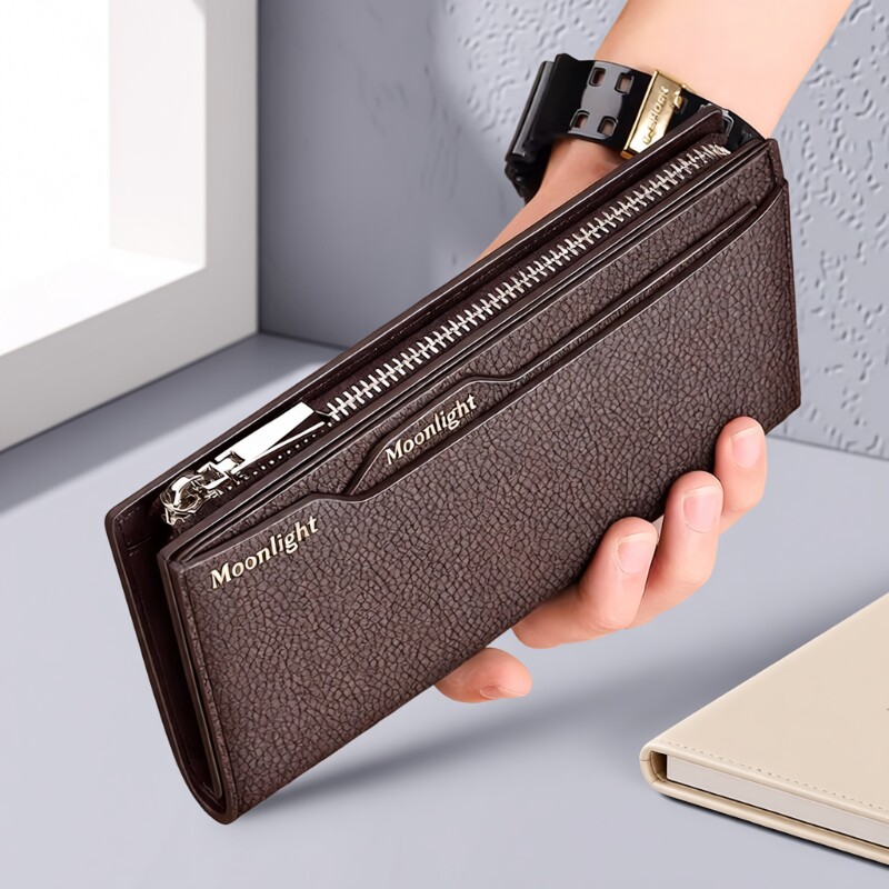 MOONLIGHT男士钱包长夹大容量长款驾驶证卡包手拿包皮夹子证