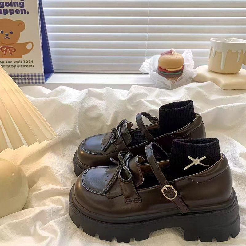 棕色复古英伦风厚底小皮鞋女2025春季新款日系jk配裙子玛丽珍单鞋